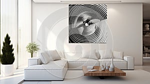 Abstract Black And White Kinetic Art In Modern Ardeco Living Room