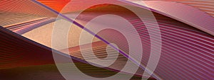Modern art created with bent, twisted curves and Bezier curves. Elegant and Modern 3D Rendering abstract background in warm colors
