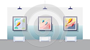 Modern Art Gallery with Abstract Paintings Vector, vector design Generative AI