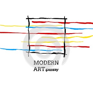 Modern art gallery bright lines vector concept