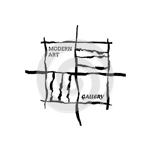 Modern art gallery bright lines vector concept