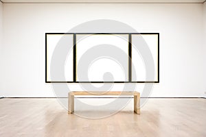 Modern Art Museum Frame Wall Clipping Path Isolated White Vector