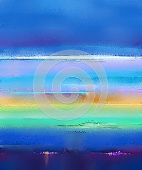 Modern art oil paintings with yellow, red and blue. Abstract contemporary art for background photo