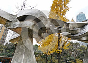 Modern art sculpture in the Jingan City Sculptural Park of Shanghai China