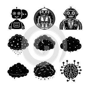 Modern Artificial Intelligence Symbols for Digital and Tech Projects photo
