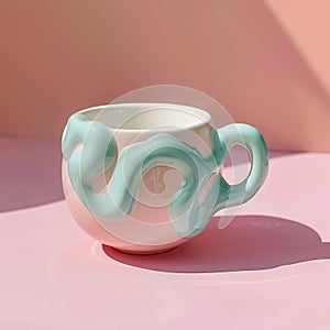 Modern Artistic Designer Coffee Cup Squiggle blobby design gen z trend