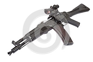 Modern assault rifle on white