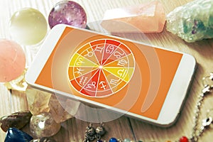 Modern astrology concept with mobile