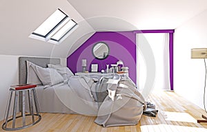 Modern attic bedroom