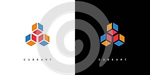 Modern and attractive cube art logo design