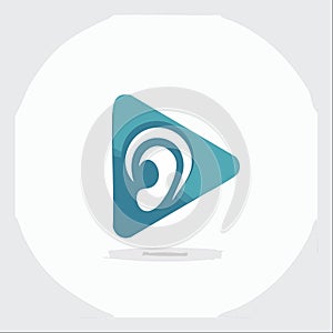Modern Audio Play Button with Ear Icon
