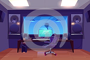 Modern audio recording studio interior vector