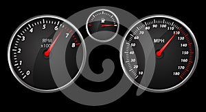 Modern auto speed meter on black