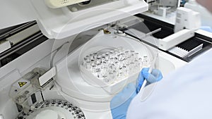 modern automated machine in the working process, clinical chemistry analyzer, chemical pathology, Medical biochemistry