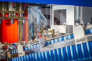 Modern automated production line for water or beverages.