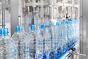 Modern automated production line for water or beverages.