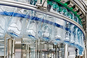 Modern automated production line for water or beverages.