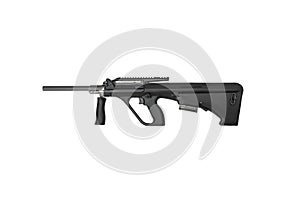 Modern automatic rifle isolated on white background. Weapons for police, special forces and the army. Automatic bullpup carbine.