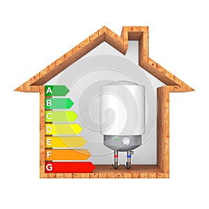 Modern Automatic Water Heater with Energy Efficiency Rating Char