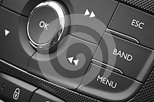 Modern automotive dashboard with control buttons