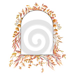 Modern autumn frame with leaves and branches