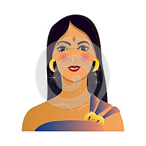 Modern avatar of beautiful indian woman with golden jewelry