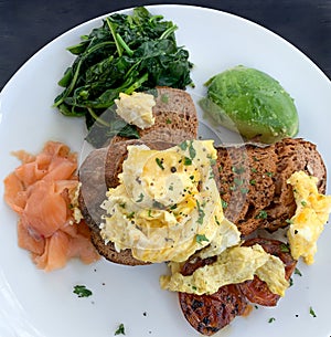 Modern avocado toast egg brunch breakfast healthy
