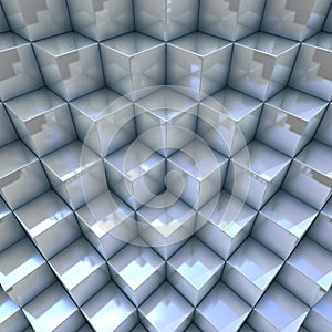 Modern background 3D blueish organized cubes