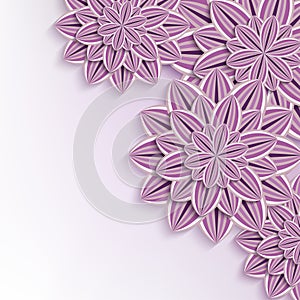 Modern background with 3d paper flowers