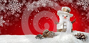 Modern background with a happy snowman