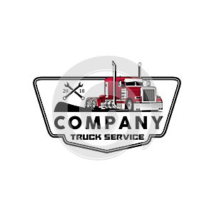 Modern badge truck service illustration vector