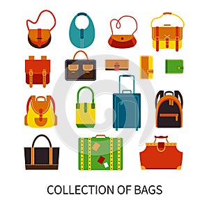 Modern Bags Ftat Colorful Icons Set