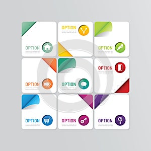 Modern banner button with social icon design options. Vector ill