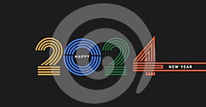 Modern banner for 2024 with linears numbers. photo