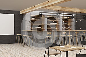 Modern bar with blank poster