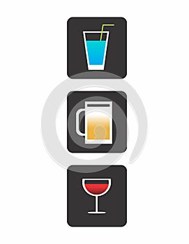 Modern Bar Glass Icon Set - Cocktail Icons