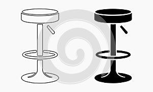 Modern bar stools Icon Set in solid and outline Style for Interior and UI Design