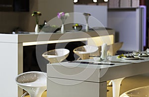 Modern bar stools in kitchen photo