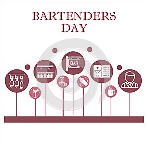 Modern Bartenders Day Infographic design template with icons. Bar or pub Infographic visualization in bubble design on