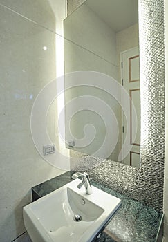 Modern basin in a restroom