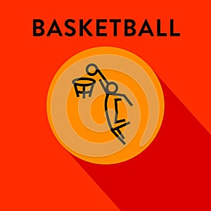 Modern Basketball Icon with Linear Vector