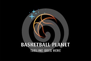 Modern Basketball Planet World Global for Sport Club Logo Design Vector