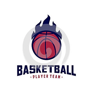 Modern Basketball Sport Logo Design Vector Template. Modern Basketball Emblem logo icon Symbol