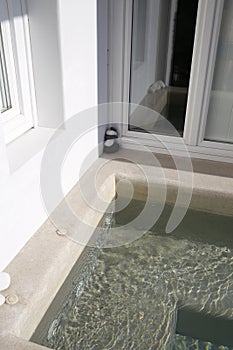 Modern bath pool in a domestic house patio