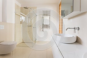 Modern bathroom with glass shower