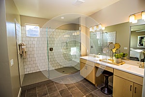 Modern Bathroom With Glass Walk In Shower