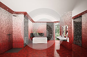 Modern bathroom interior 3d render