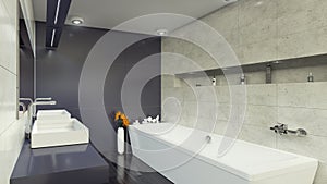 Modern Bathroom interior 3d rendering minimalistic, bright