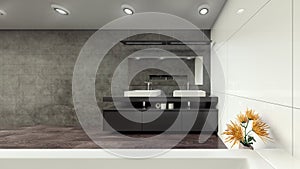 Modern Bathroom interior 3d rendering minimalistic, bright