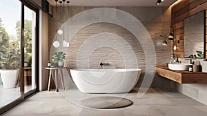 Modern bathroom interior. Bathroom tiles in minimalist style